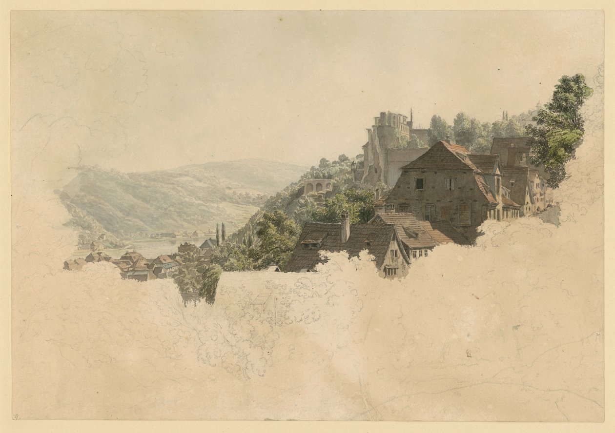 Paisaje con el castillo y las casas de Heidelberg de Ernst Fries