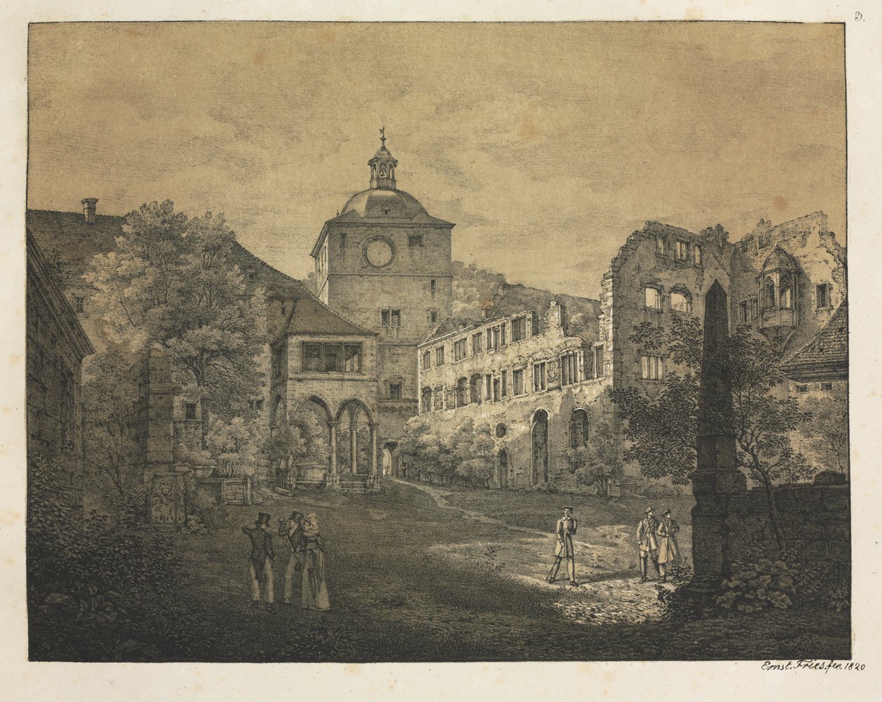 Seis vistas del castillo de Heidelberg: Castle Terrace de Ernst Fries