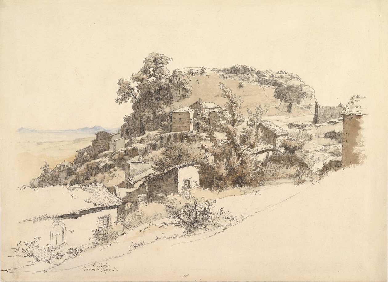 Paisaje Romano cerca de Rocca di Papa, 1866 de Ernst Furchtegott Mohn