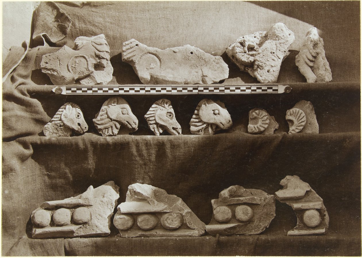 Excavación de Samarra (Irak): Fragmentos de un Friso con Figuras de Camellos, del Palacio del Califa de Ernst Herzfeld