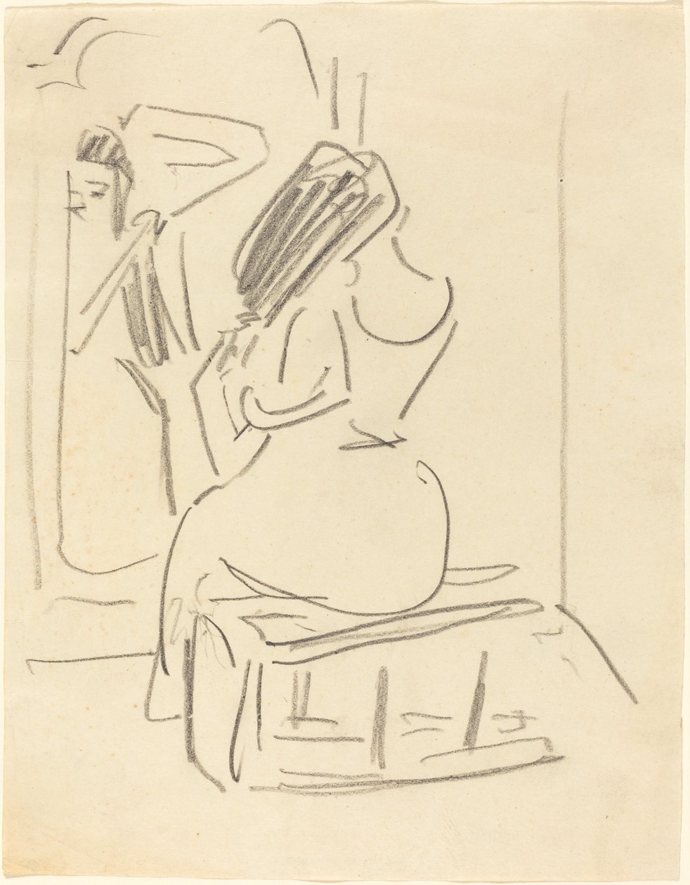 Una mujer peinándose frente a un espejo de Ernst Ludwig Kirchner