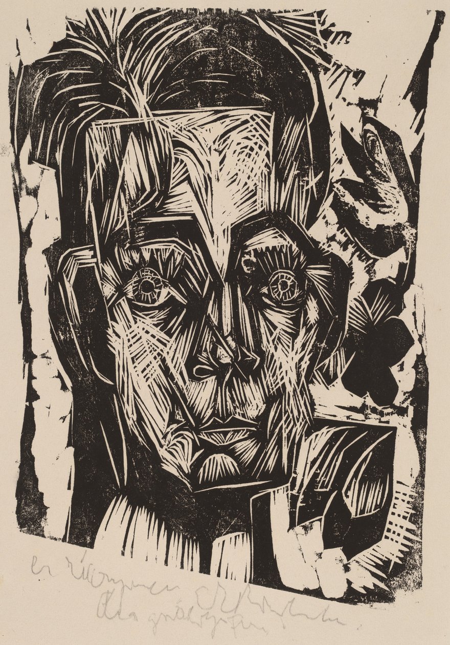 Cabeza del Dr. Robert Binswanger el Estudiante, 1917-1918 de Ernst Ludwig Kirchner