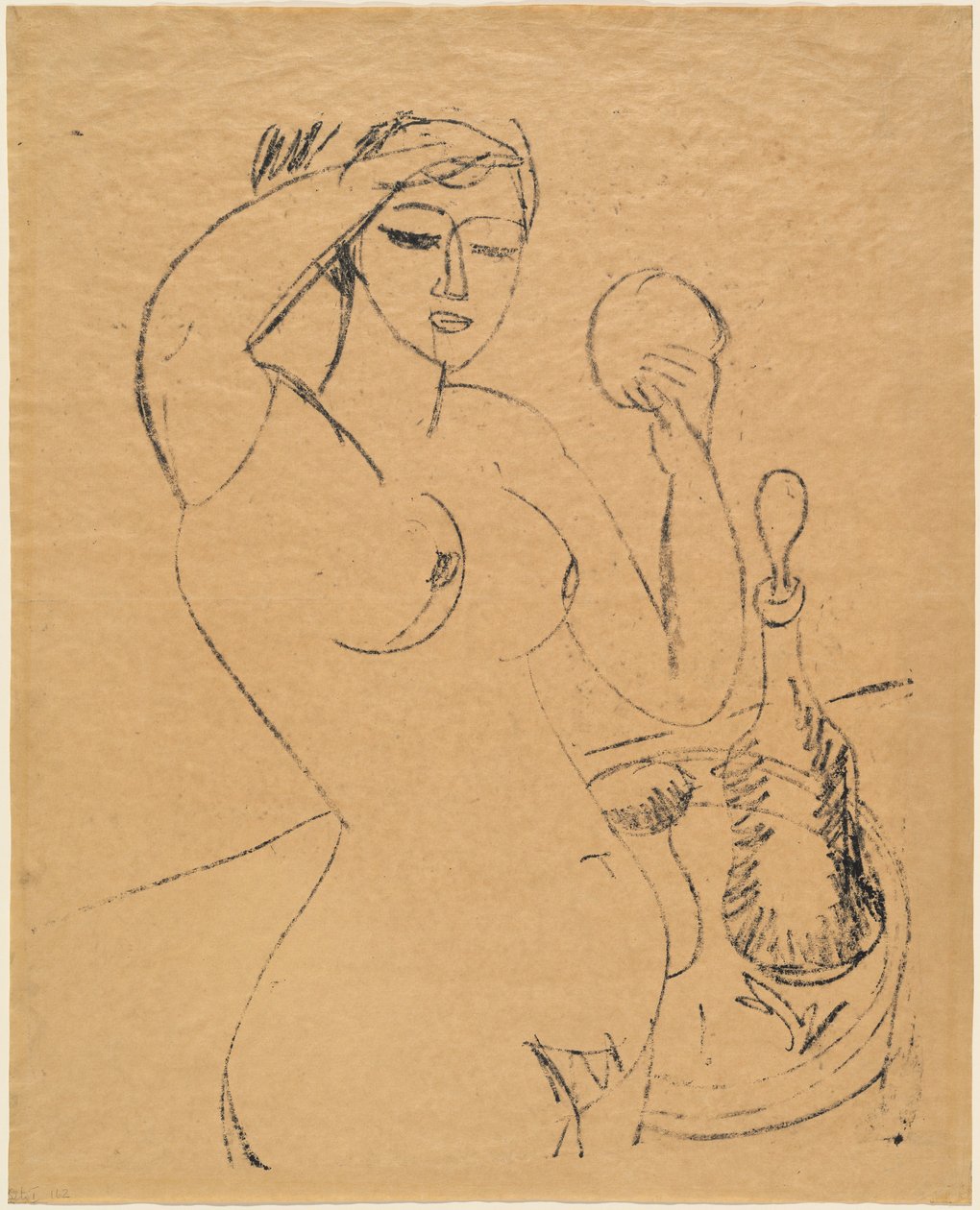Chica Desnuda en su Tocador, 1912 de Ernst Ludwig Kirchner