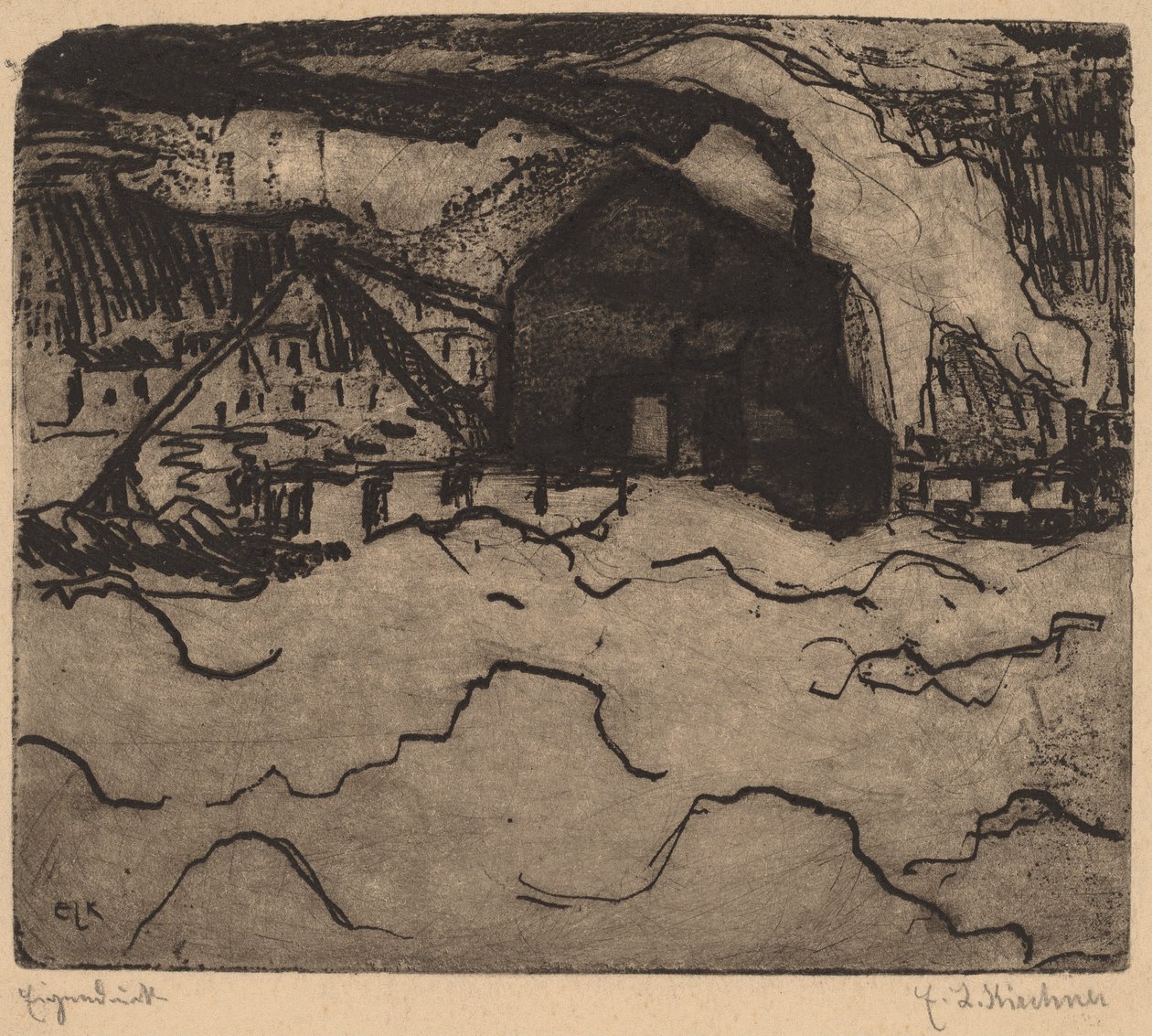 Dragadores de Arena en el Elba de Ernst Ludwig Kirchner