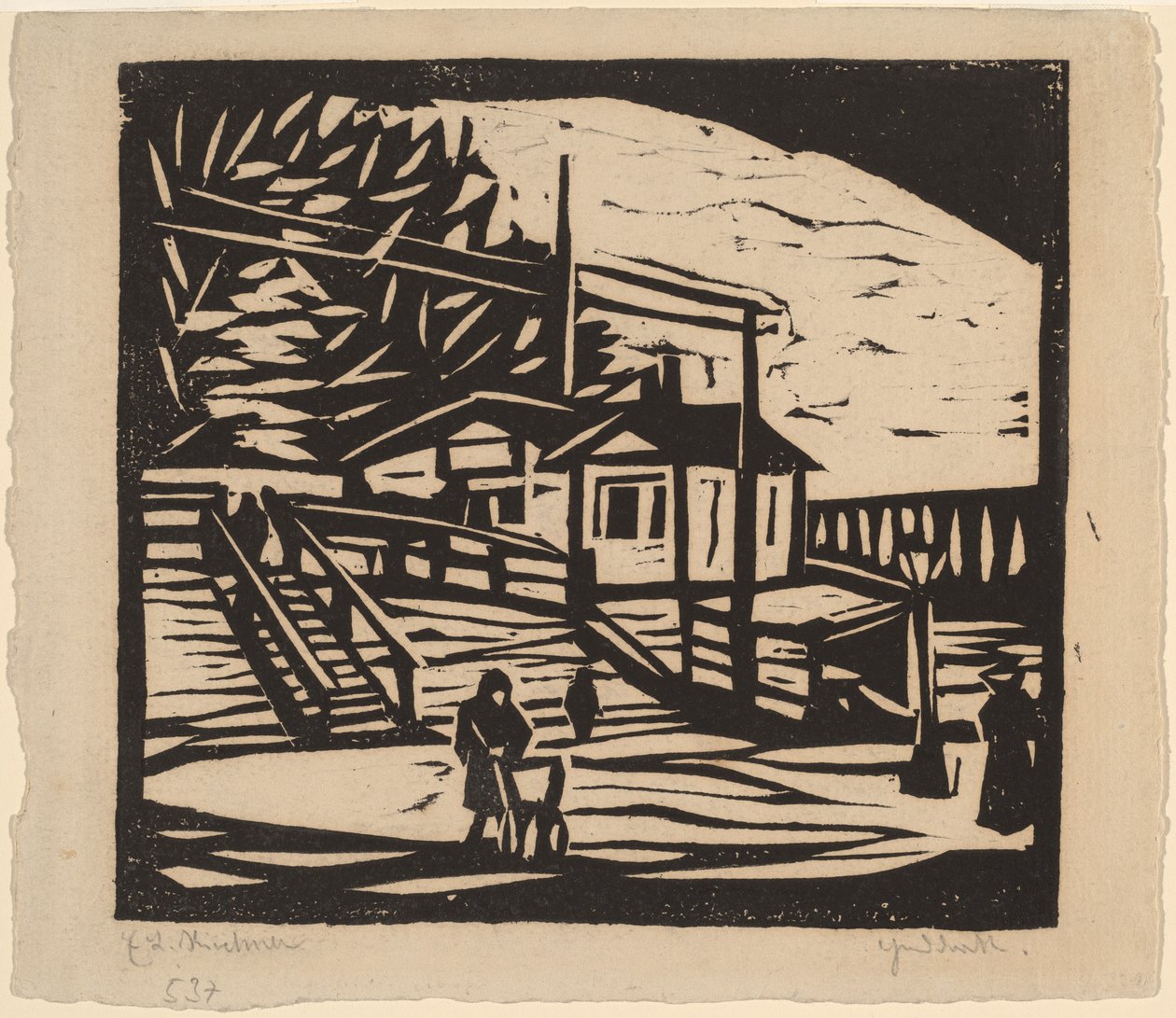 Cobertizo en la orilla del Elba, 1906 de Ernst Ludwig Kirchner