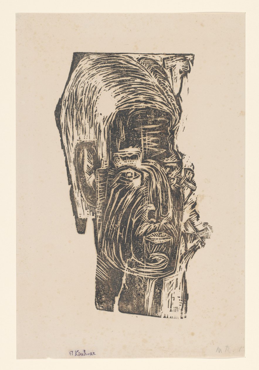 Retrato de un hombre desconocido de Ernst Ludwig Kirchner (signed by artist)