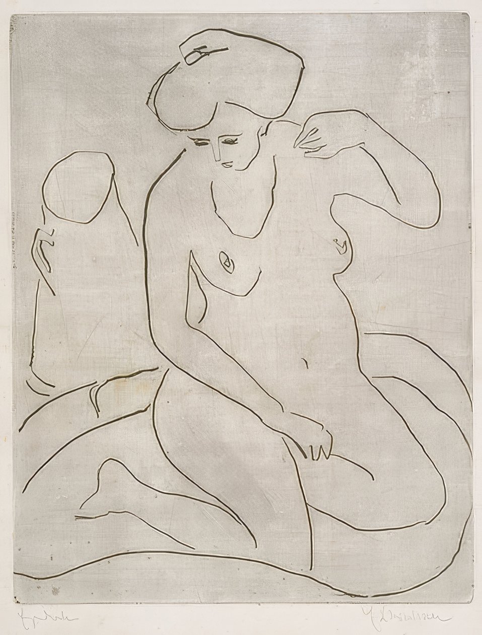Desnudo en bañera con collar de Ernst Ludwig Kirchner
