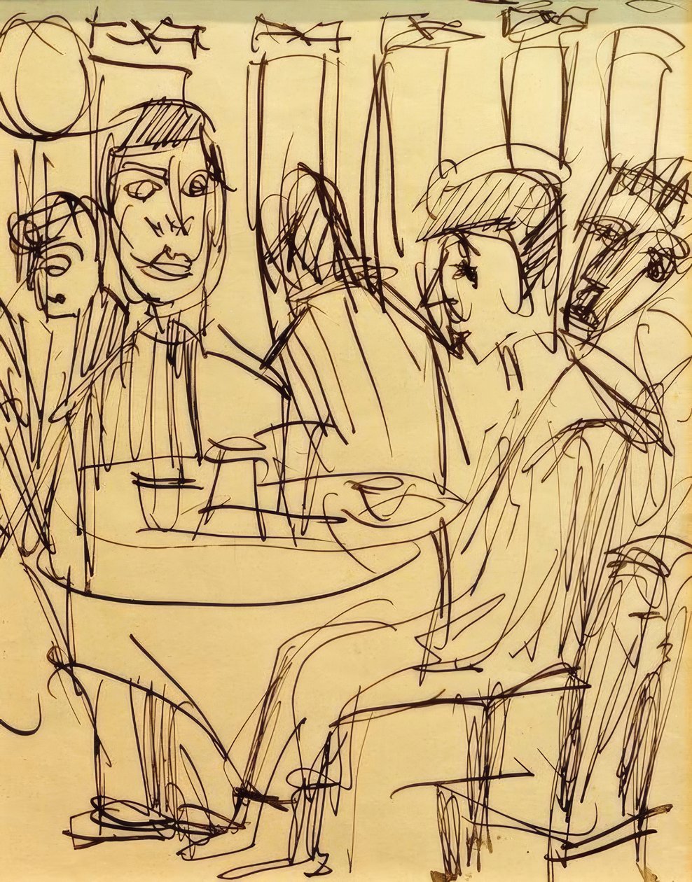 En la mesa del café de Ernst Ludwig Kirchner