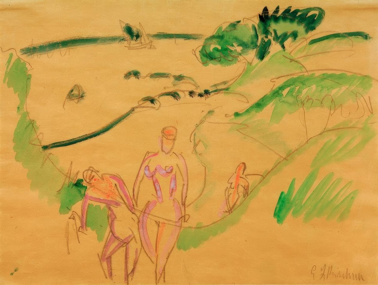 Bañistas en la costa de Fehmarn de Ernst Ludwig Kirchner