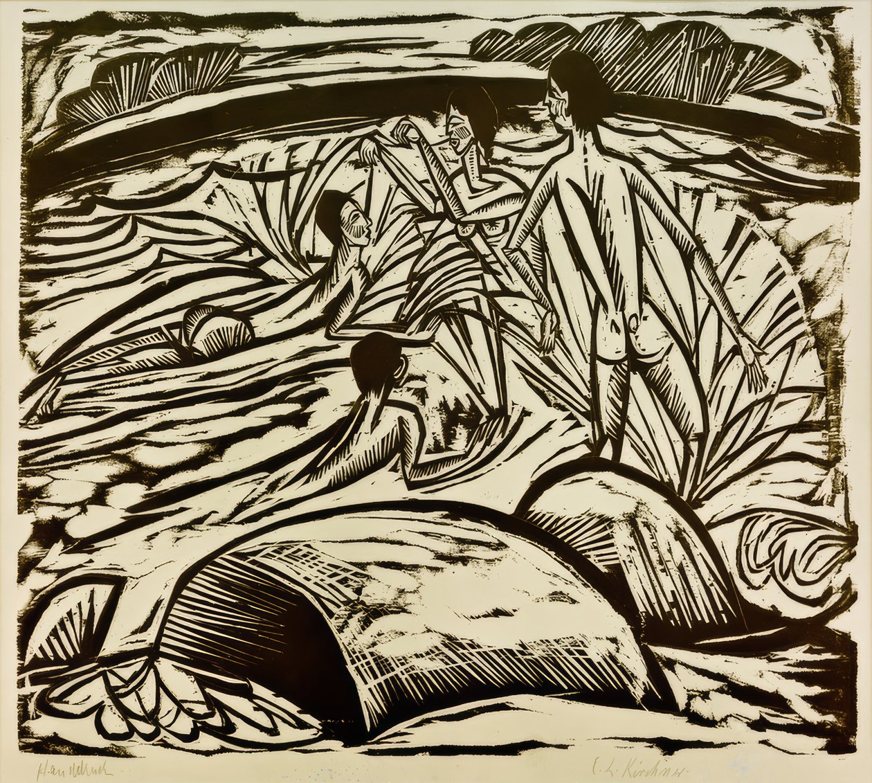 Bañistas salpicándose de Ernst Ludwig Kirchner
