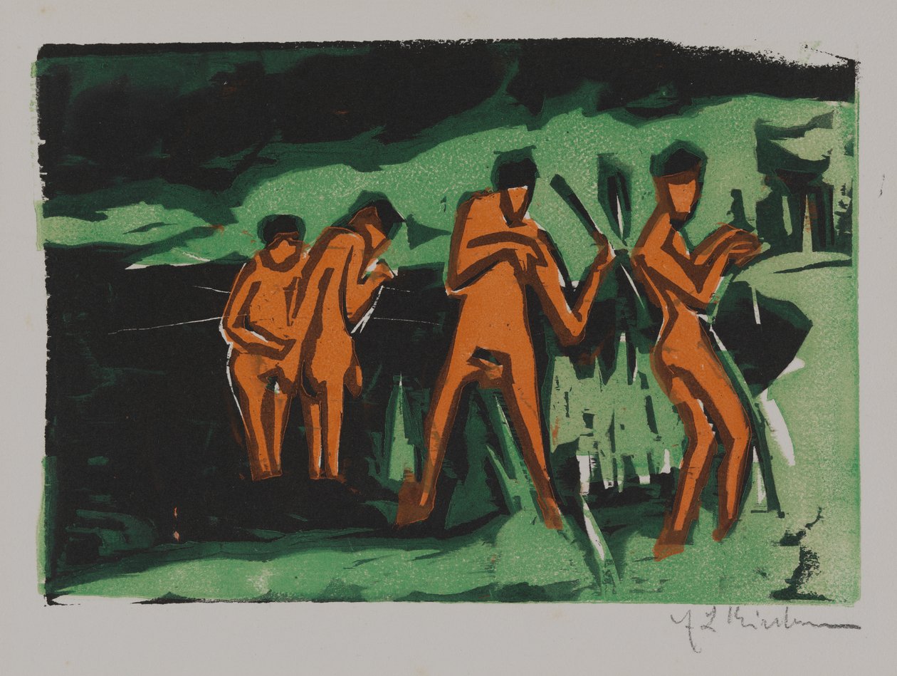 Bañistas lanzando juncos de Ernst Ludwig Kirchner