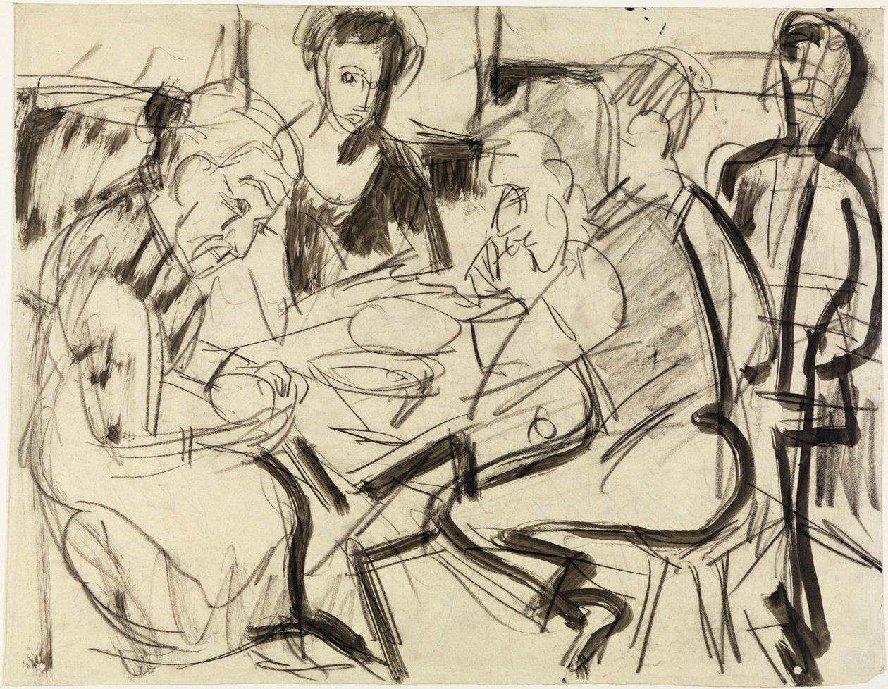 Una familia de campesinos sentada a la mesa de Ernst Ludwig Kirchner