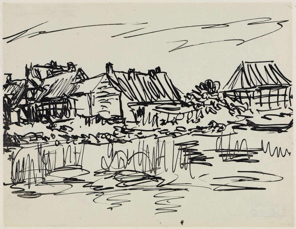 Casas rurales junto al agua (Fehmarn) de Ernst Ludwig Kirchner