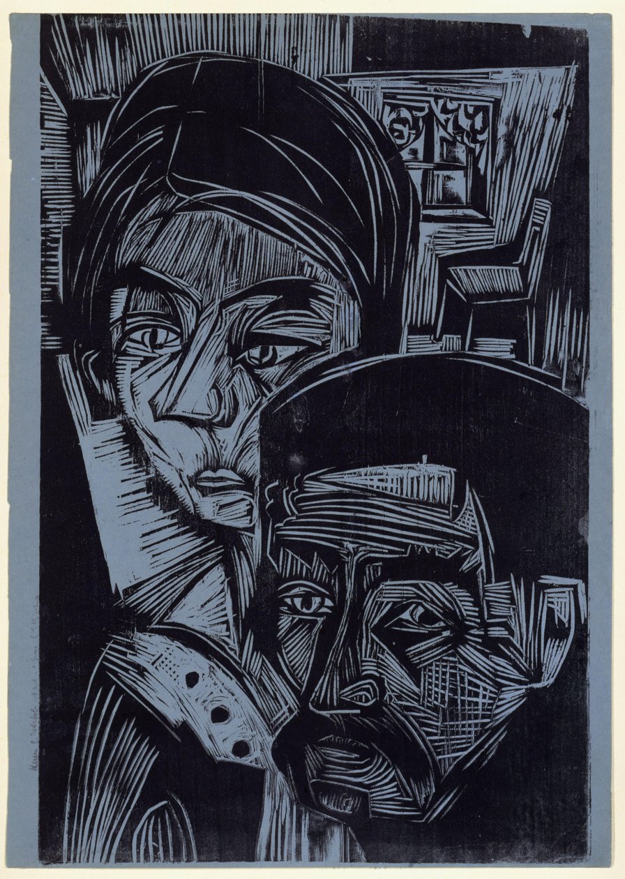 Una pareja de granjeros en la cabaña (Andrés y Annamargret Müller) de Ernst Ludwig Kirchner
