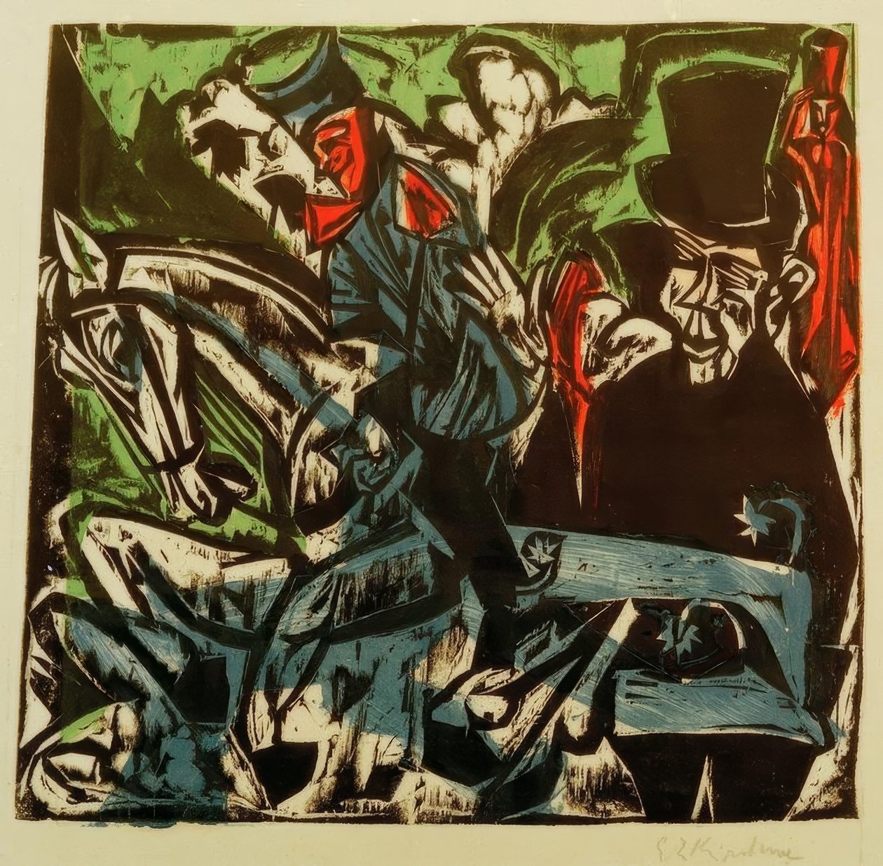 Encuentro de Schlemihl con el hombrecito gris en la calle de Ernst Ludwig Kirchner