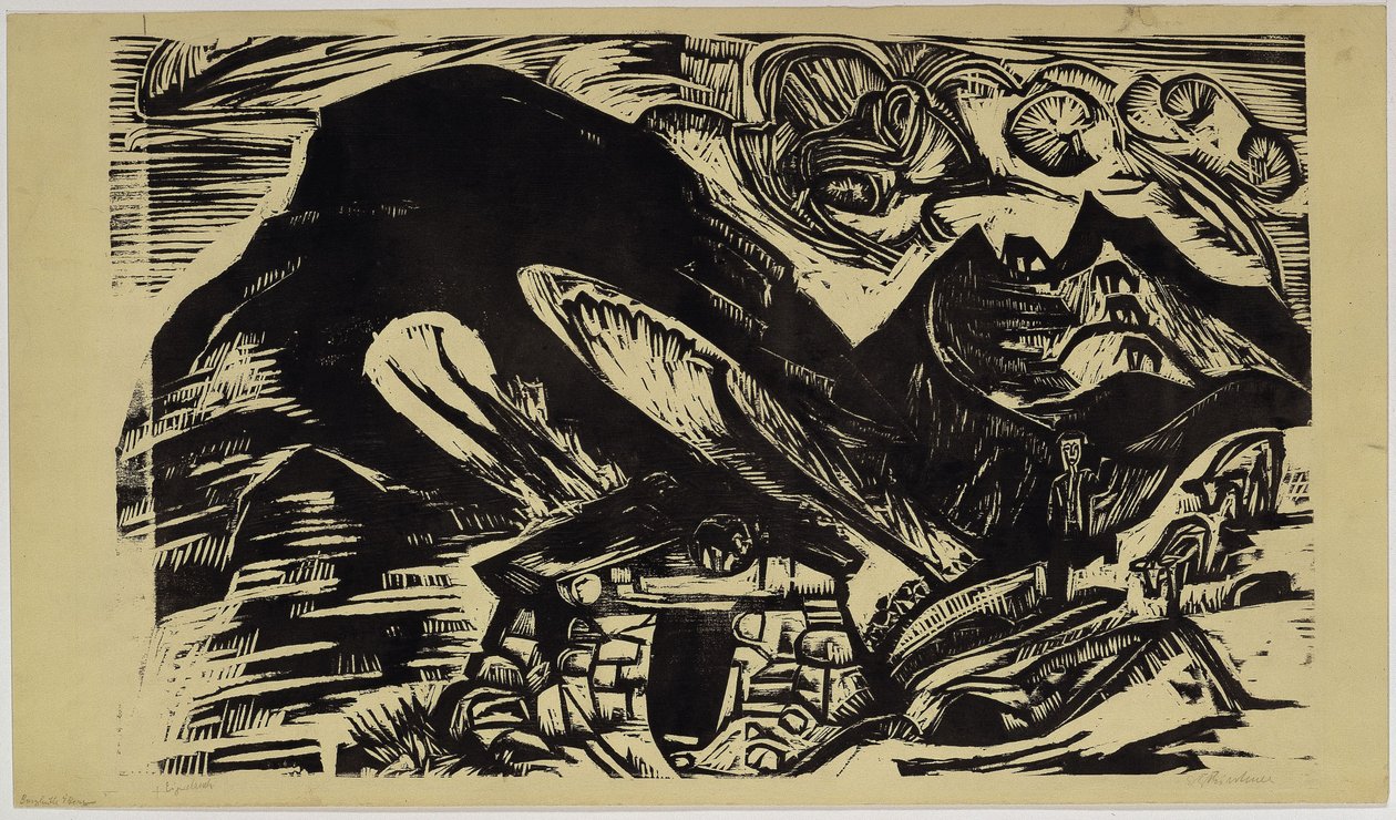 Montañas con cabaña de montaña de Ernst Ludwig Kirchner