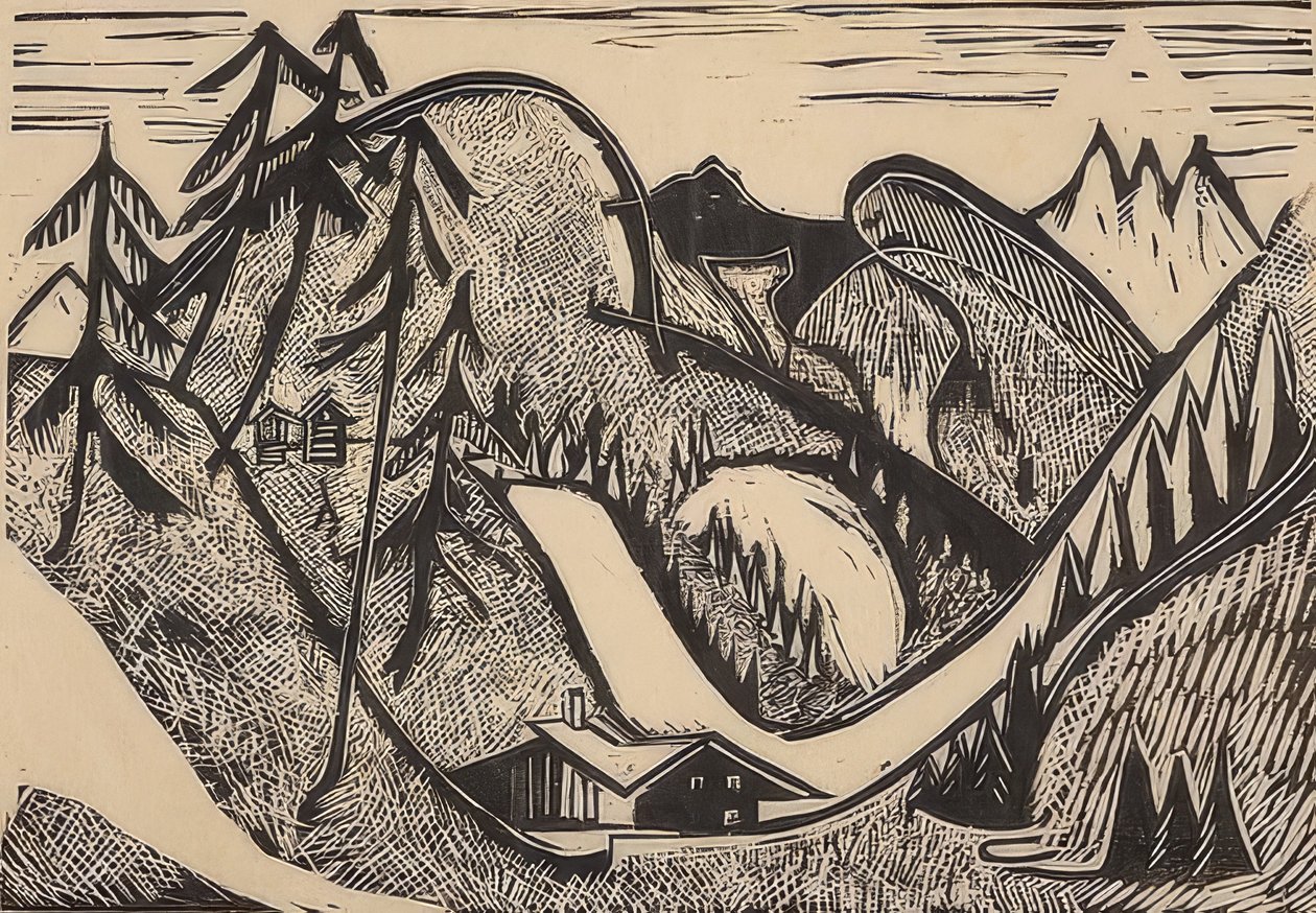 Paisaje montañoso cerca de Glaris. 1933 de Ernst Ludwig Kirchner