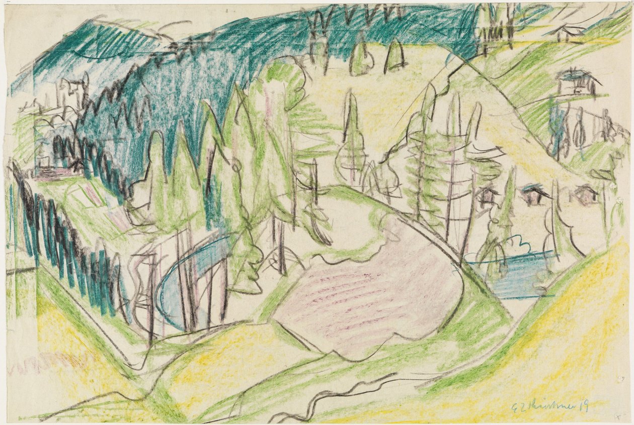 Paisaje montañoso con abetos de Ernst Ludwig Kirchner
