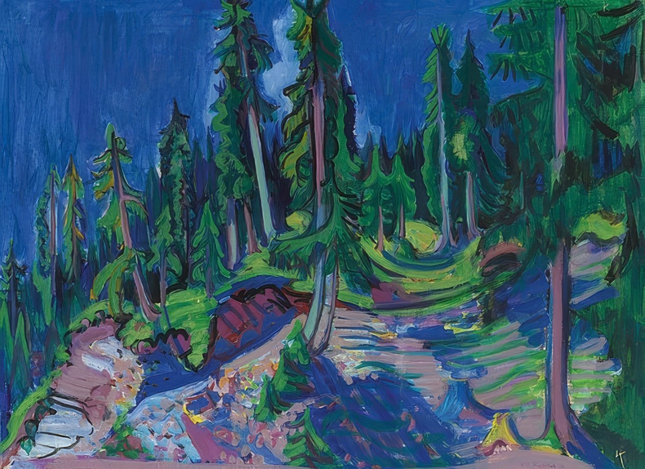 Estudio de bosque de montaña de Ernst Ludwig Kirchner