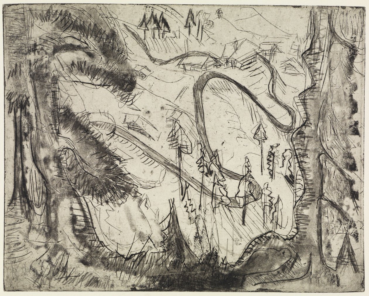 Camino de montaña, visto desde arriba de Ernst Ludwig Kirchner