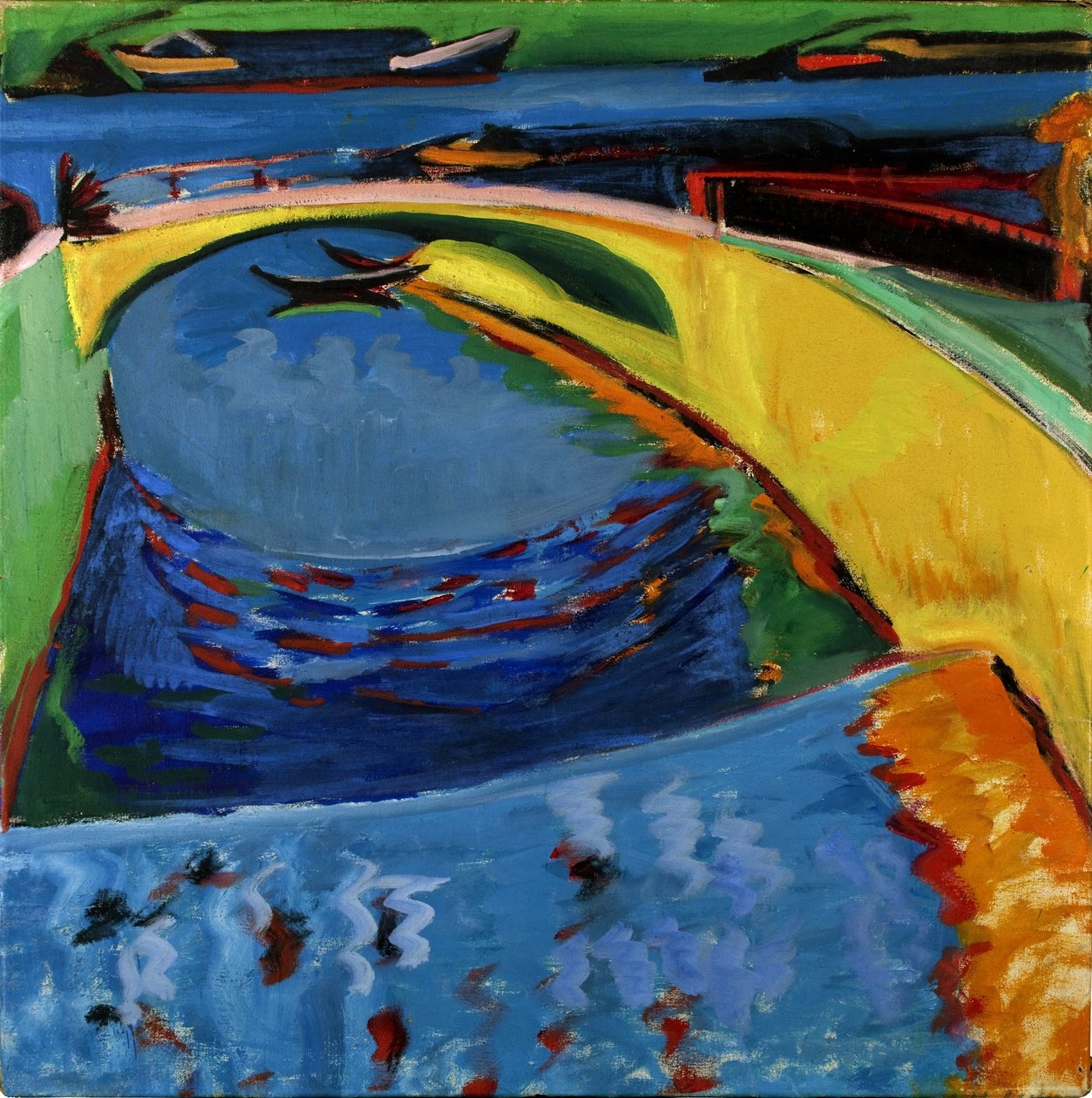 Puente en la desembocadura del río Prießnitz, c. 1910 de Ernst Ludwig Kirchner