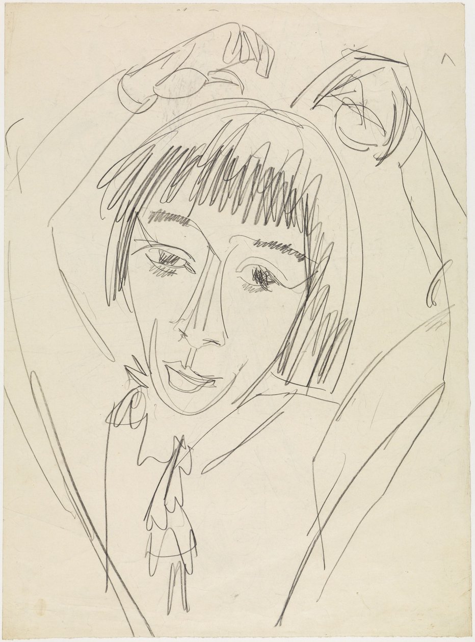 Retrato de busto de Gerda con los brazos en alto de Ernst Ludwig Kirchner