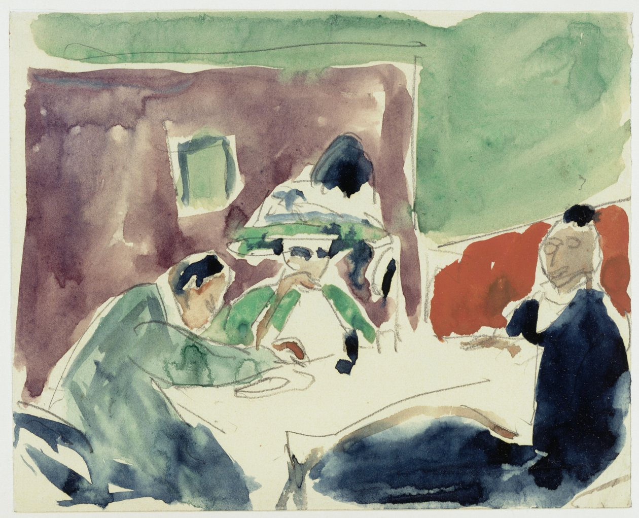 Dama (¿Dodo?) y dos hombres en una mesa de café de Ernst Ludwig Kirchner