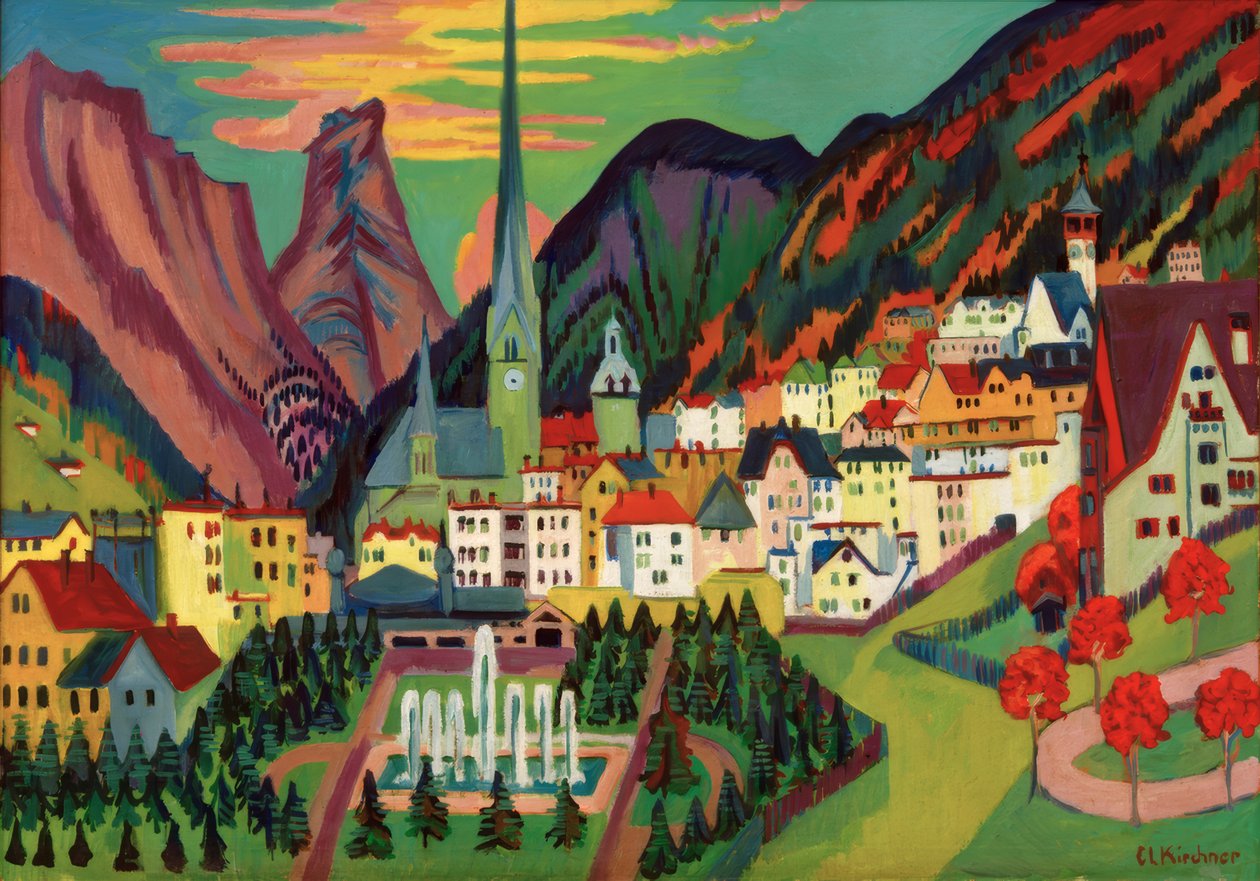 Davos con iglesia. Davos en verano de Ernst Ludwig Kirchner