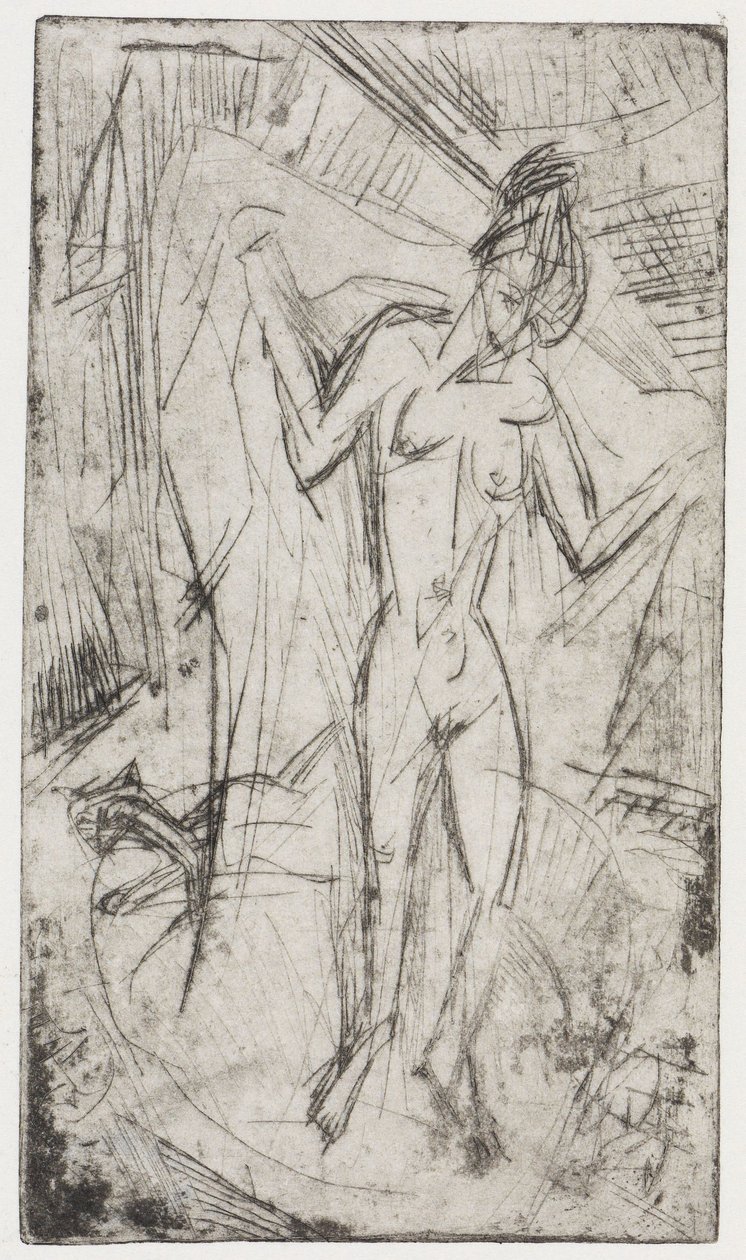 La danza entre las mujeres/Bañistas con gato de Ernst Ludwig Kirchner