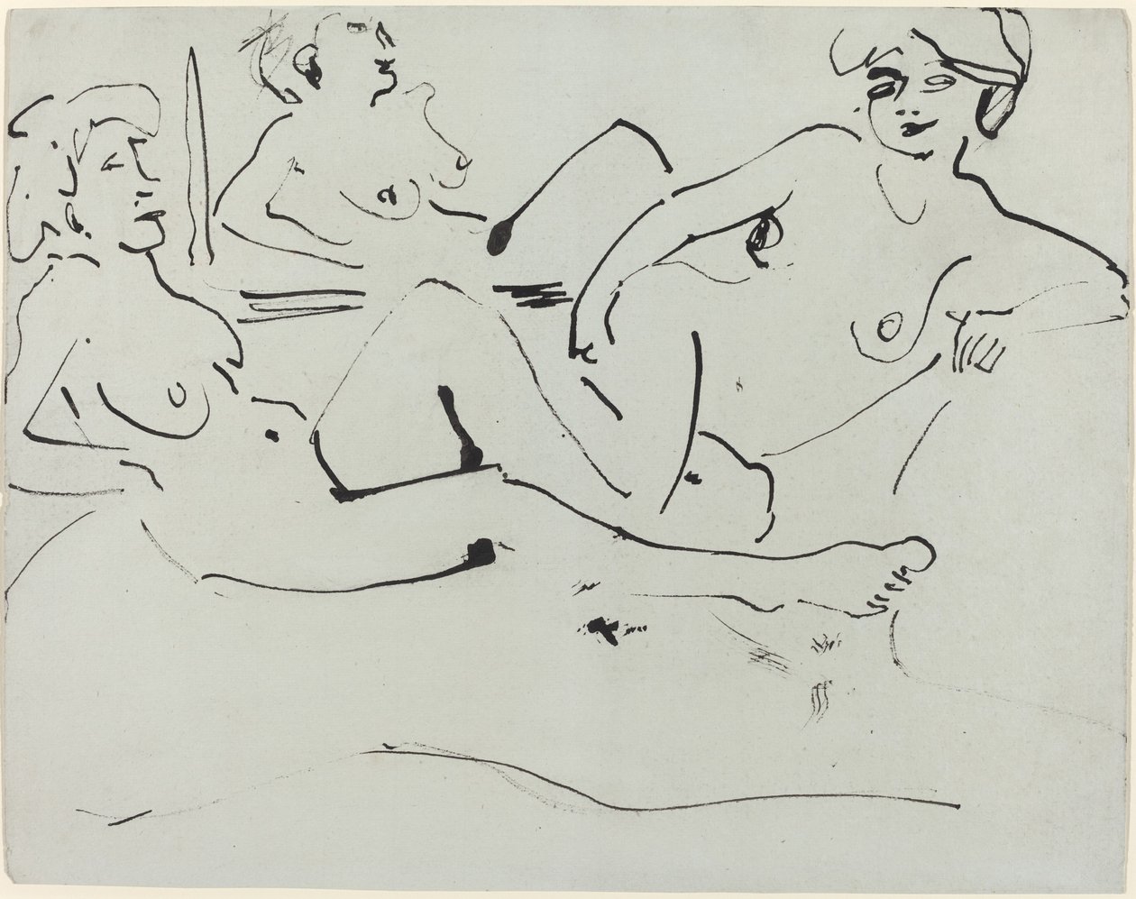 Dodo y una mujer mayor reclinada frente a un espejo de Ernst Ludwig Kirchner