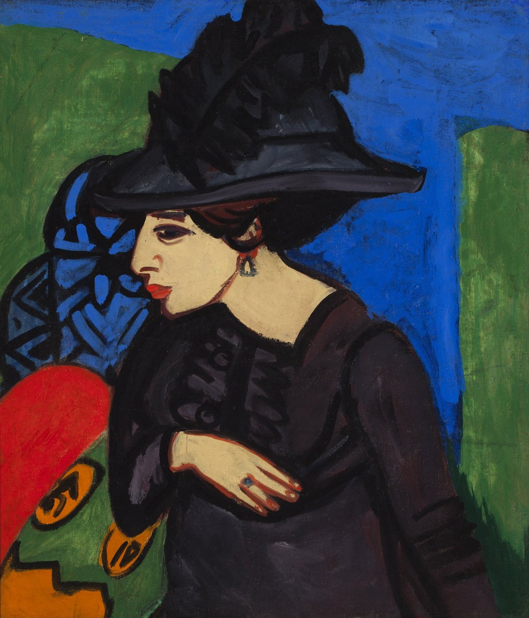 Dodo con un sombrero de plumas de Ernst Ludwig Kirchner
