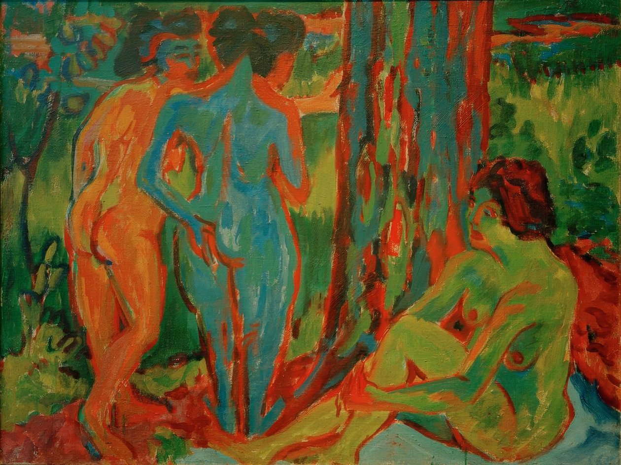 Tres desnudos en el bosque de Ernst Ludwig Kirchner