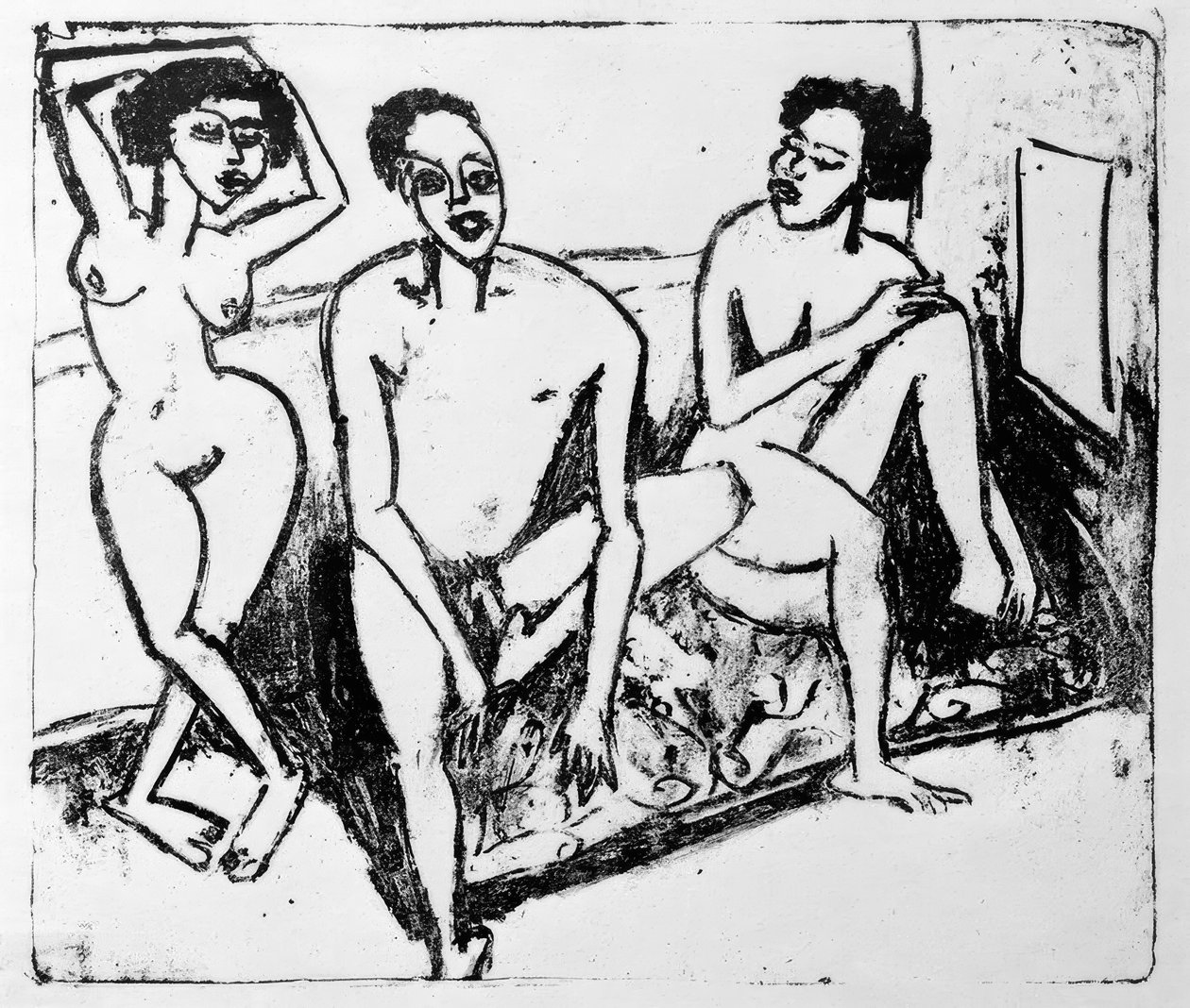 Tres desnudos negros de Ernst Ludwig Kirchner