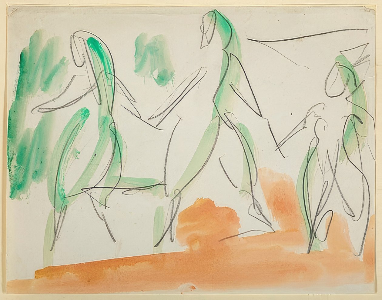 Tres bailarinas. 1911 Skizzenbuch Folkwang (Bl. 34) de Ernst Ludwig Kirchner