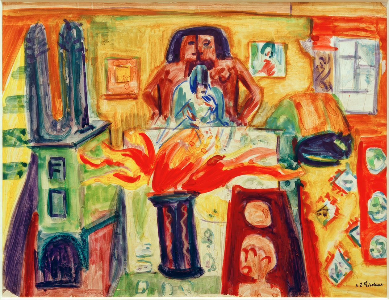 Interior con tulipanes de Ernst Ludwig Kirchner