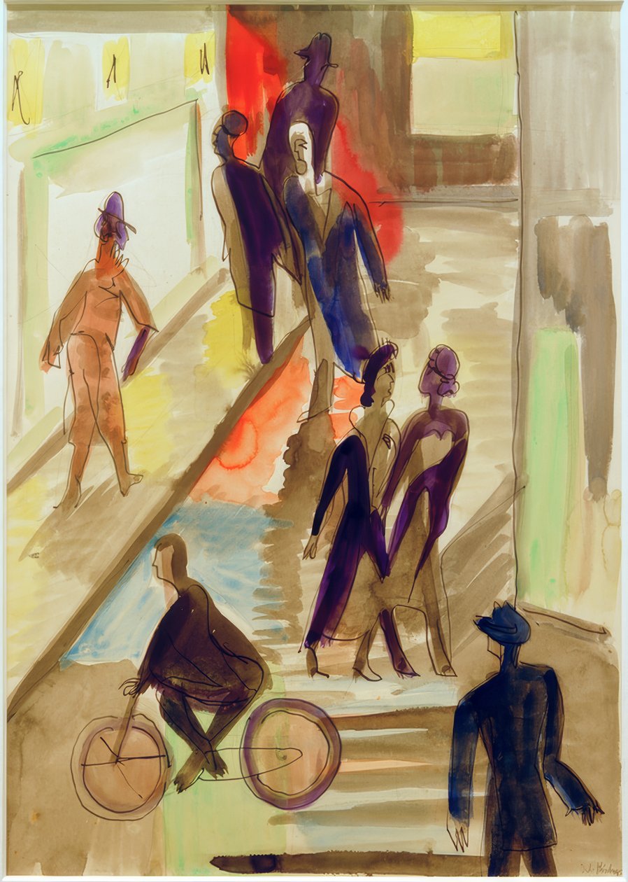 Escena callejera con bicicleta de Ernst Ludwig Kirchner