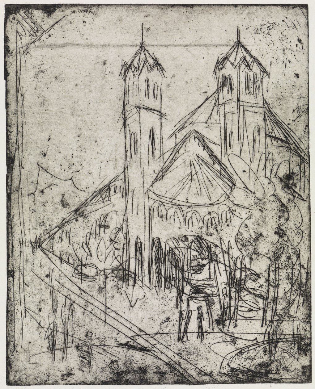 Esquina junto al jardín de invierno/Iglesia de San Gereón en Colonia I de Ernst Ludwig Kirchner