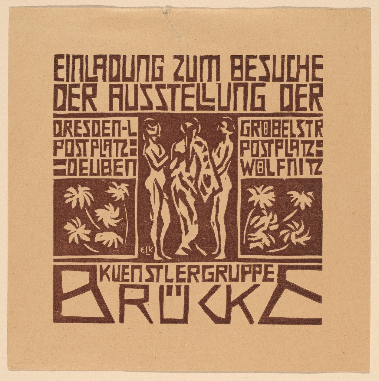 Invitación a una Exposición del Grupo de Artistas Brücke de Ernst Ludwig Kirchner