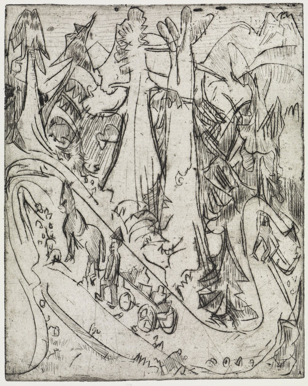 Conducción de cabras y camiones lecheros por el camino de montaña de Ernst Ludwig Kirchner
