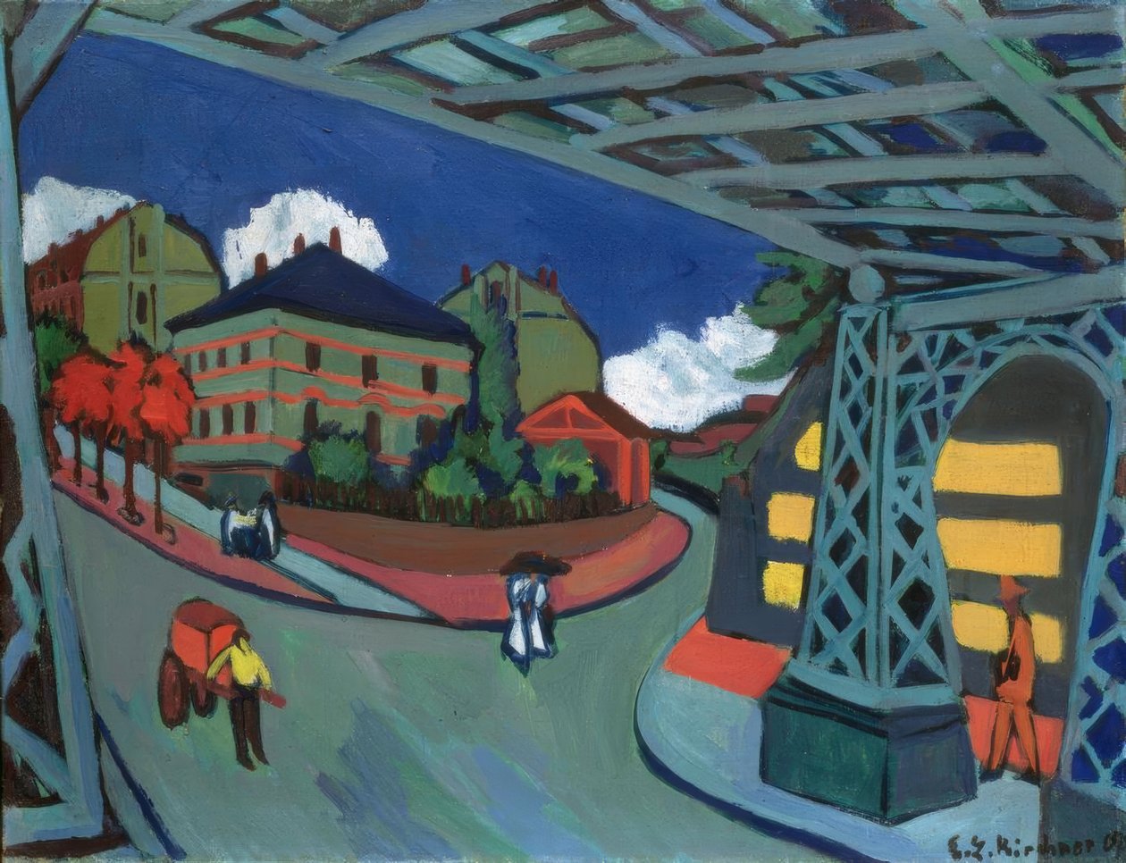 Paso subterráneo del ferrocarril en la calle Löbtauer, Dresde de Ernst Ludwig Kirchner