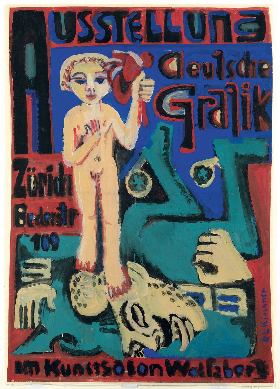 Exposición de Gráficos Alemanes en el Kunstsalon Wolfsberg, c.1921-1923 de Ernst Ludwig Kirchner
