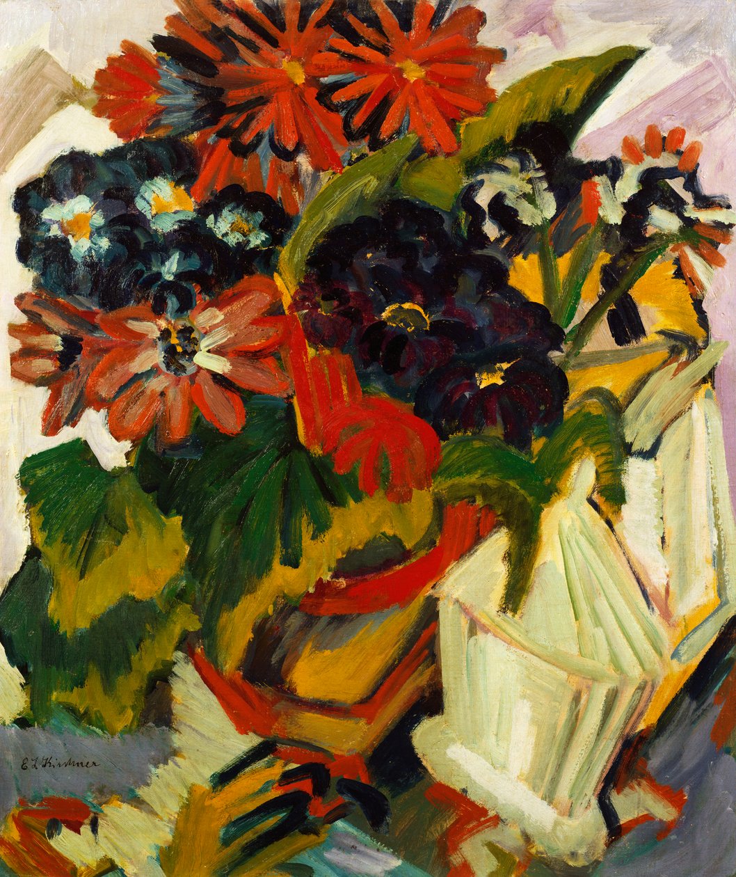 Maceta y tazón de azúcar, 1918-19 de Ernst Ludwig Kirchner