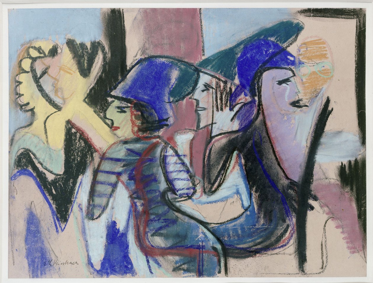 Fünf Personen im Café de Ernst Ludwig Kirchner