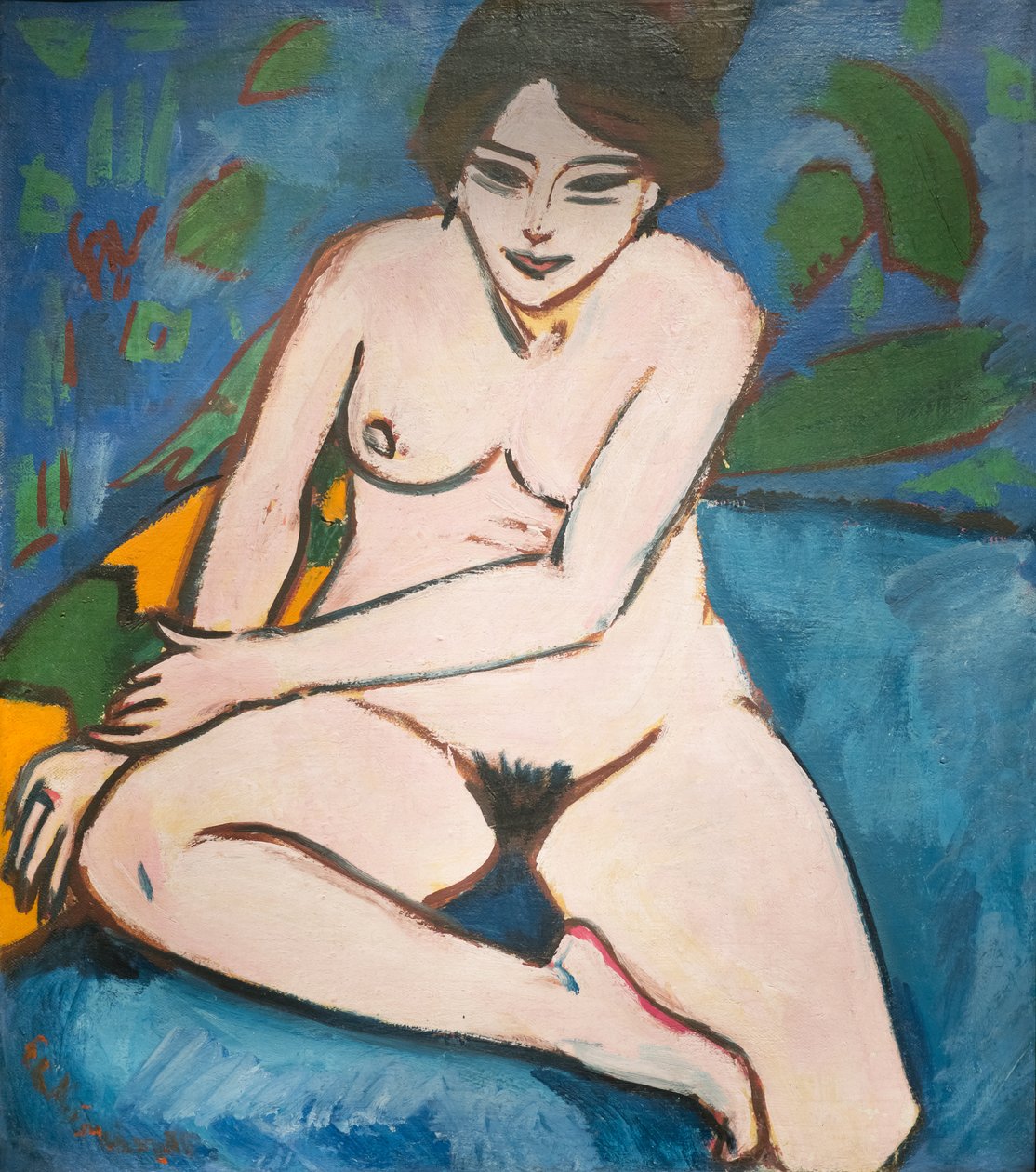 Alemán: Desnudo sobre fondo azul Desnudo sobre fondo azul de Ernst Ludwig Kirchner