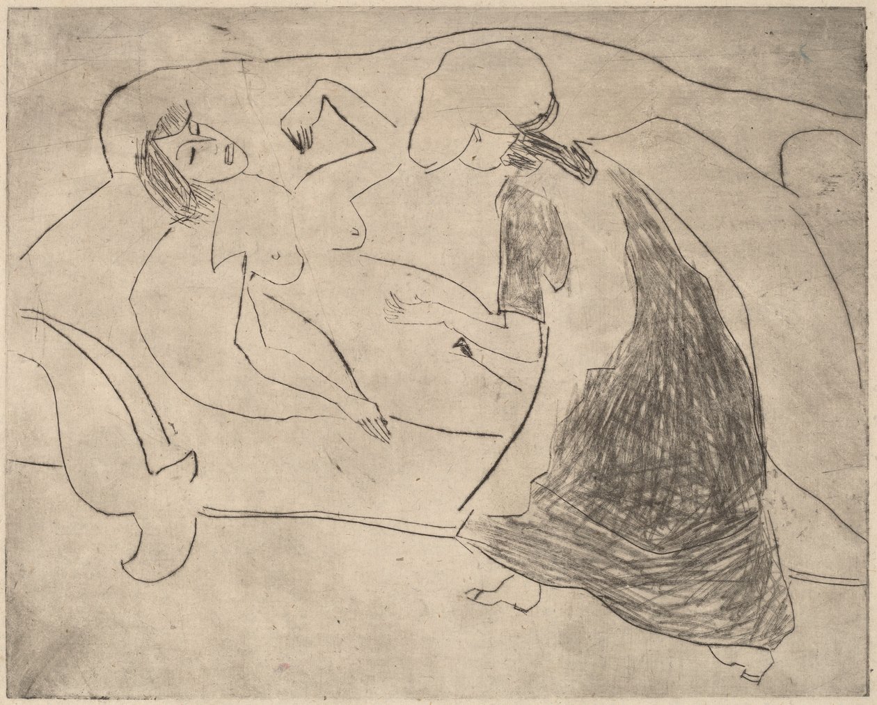 Chica, con otra frotándole el vientre de Ernst Ludwig Kirchner