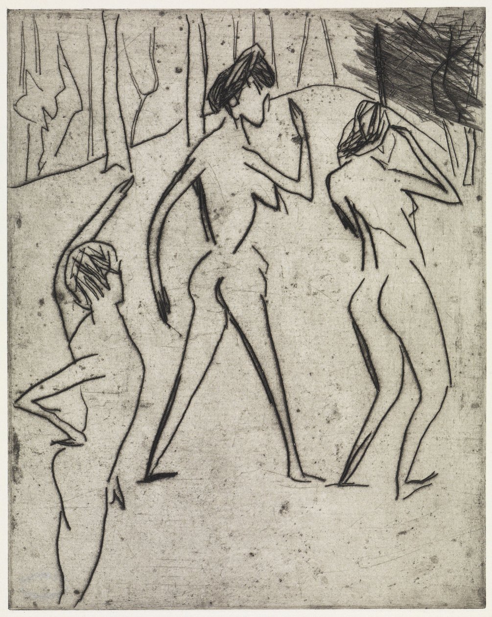 Bañistas que se adentran en el bosque / Hipódromo de Ernst Ludwig Kirchner