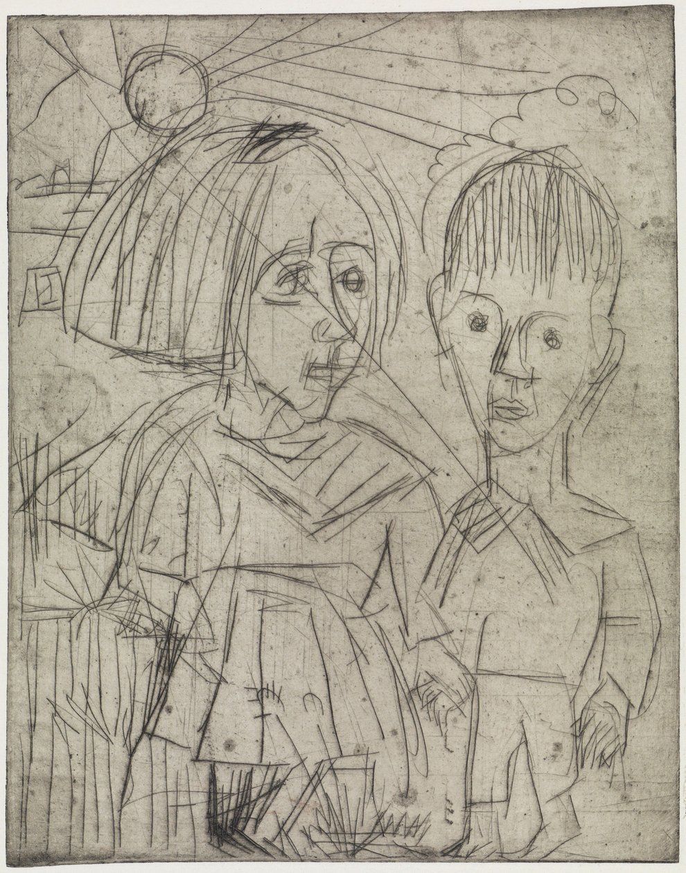 Niños al atardecer / Gente en la montaña de Ernst Ludwig Kirchner