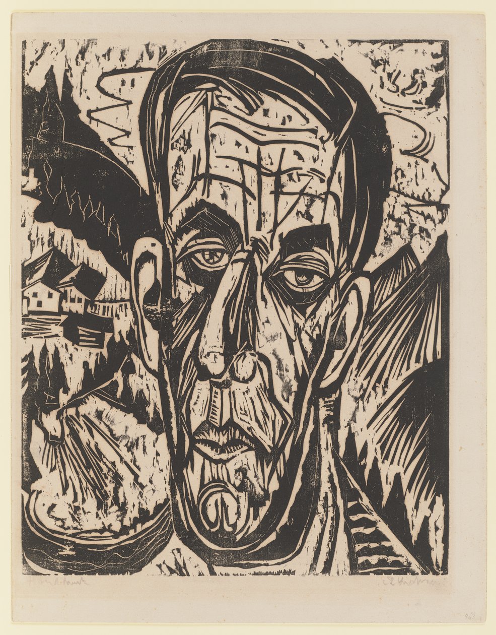 Kopf van de Velde, claro. – Van de Velde entre montañas de Ernst Ludwig Kirchner