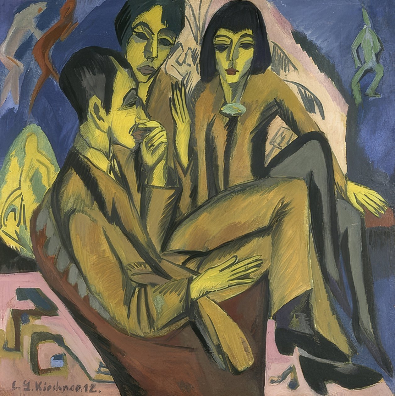 Grupo de artistas (conversación de los artistas). 1913 de Ernst Ludwig Kirchner