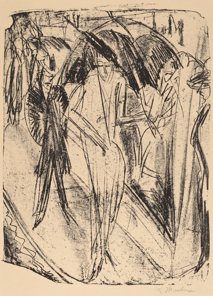 Dama en la lluvia de Ernst Ludwig Kirchner